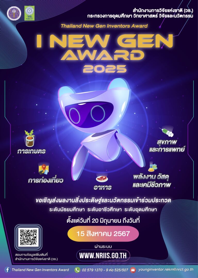 วช. เปิดรับข้อเสนอผลงานสิ่งประดิษฐ์ I-New Gen Award 2025